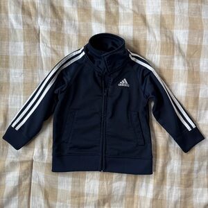 Adidas Kids Navy Blue Track Jacket with White Stripes